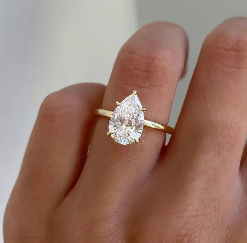 4.50 CT pear lab grown diamond IGI certified engagement ring solitaire design wedding ring bridal jewelry luxury gift for her women classic elegance

