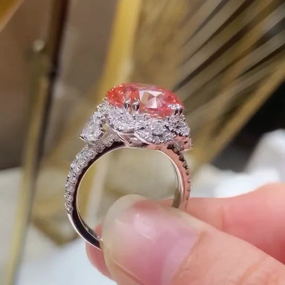 4.50 TCW fancy pink round lab grown diamond engagement ring IGI certified halo design bridal wedding ring luxury gift for her women fine jewelry
