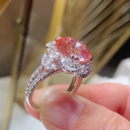 4.50 TCW fancy pink round lab grown diamond engagement ring halo design IGI certified wedding ring bridal jewelry luxury gift for her women
