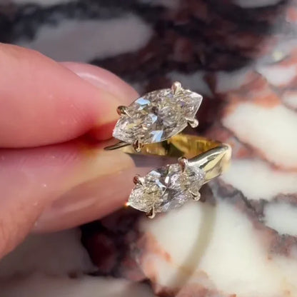 Elegant 4.50 TCW marquise lab grown diamond ring toi et moi IGI certified engagement wedding ring bridal jewelry luxury gift for her wife

