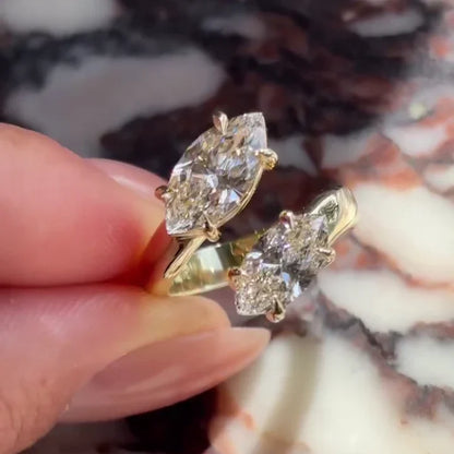 4.50 TCW Marquise Lab Grown Diamond Engagement Ring | Toi Et Moi Ring | IGI Certified 