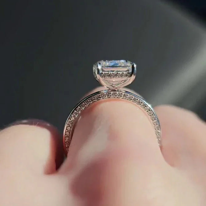 4.50 TCW radiant lab grown diamond IGI certified engagement ring hidden halo design wedding ring bridal jewelry luxury gift for her women ring
