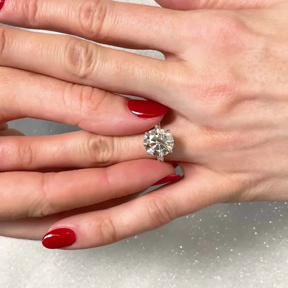Elegant 4.50 TCW round lab grown diamond ring hidden halo IGI certified engagement wedding ring bridal jewelry luxury gift for her wife
