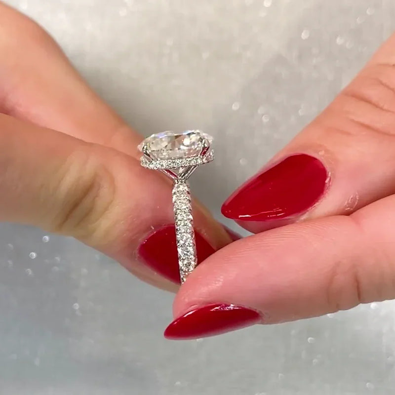4.00 CT Round Lab Grown Diamond Engagement Ring | Hidden Halo Design | IGI Certified