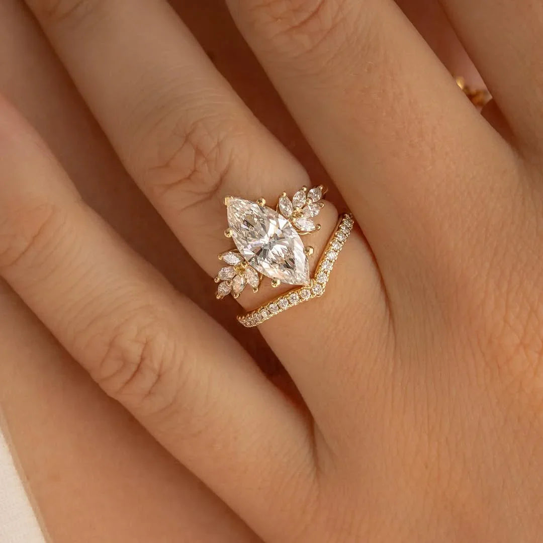 Elegant 4.50ct marquise lab grown diamond ring Anastasia setting IGI engagement wedding ring bridal jewelry gift for her wife minimalist style
