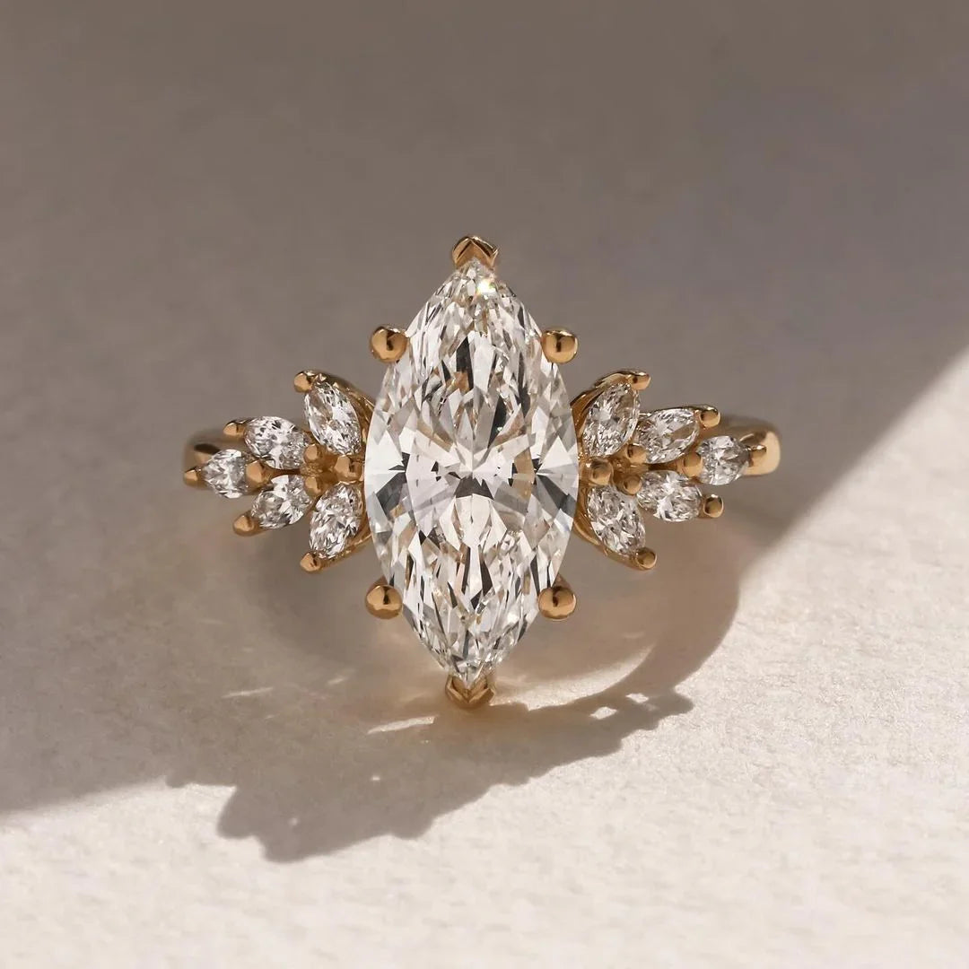 4.50ct marquise lab grown diamond engagement ring Anastasia setting IGI style minimalist wedding ring bridal jewelry gift for her women
