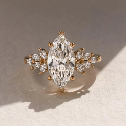 4.50ct marquise lab grown diamond engagement ring Anastasia setting IGI style minimalist wedding ring bridal jewelry gift for her women
