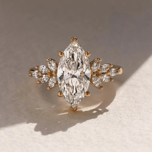 4.50ct marquise lab grown diamond engagement ring Anastasia setting IGI style minimalist wedding ring bridal jewelry gift for her women
