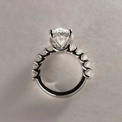 Oval 4.50ct lab grown diamond engagement ring pavé band classic design wedding anniversary promise ring bridal jewelry gift for her wife
