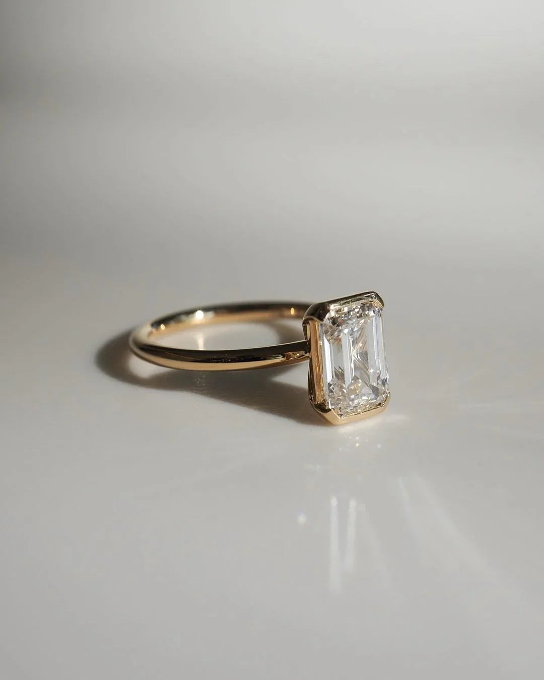 4.5ct Emerald Cut Half Bezel Lab Grown Diamond Ring Classic Engagement ring, Anniversary Gift and promise ring for Her 