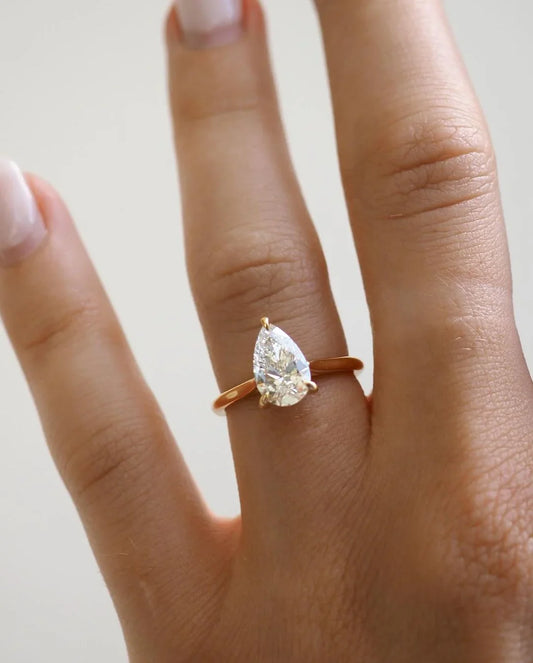 4.5ct pear cut solitaire lab grown diamond engagement ring wedding ring birthday gift for her wife IGI style bridal jewelry elegant classic ring
