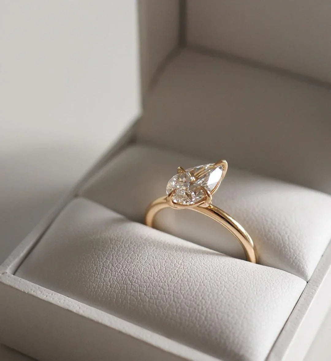 Elegant 4.5ct pear solitaire lab grown diamond ring single stone engagement wedding anniversary gift for women luxury bridal jewelry design
