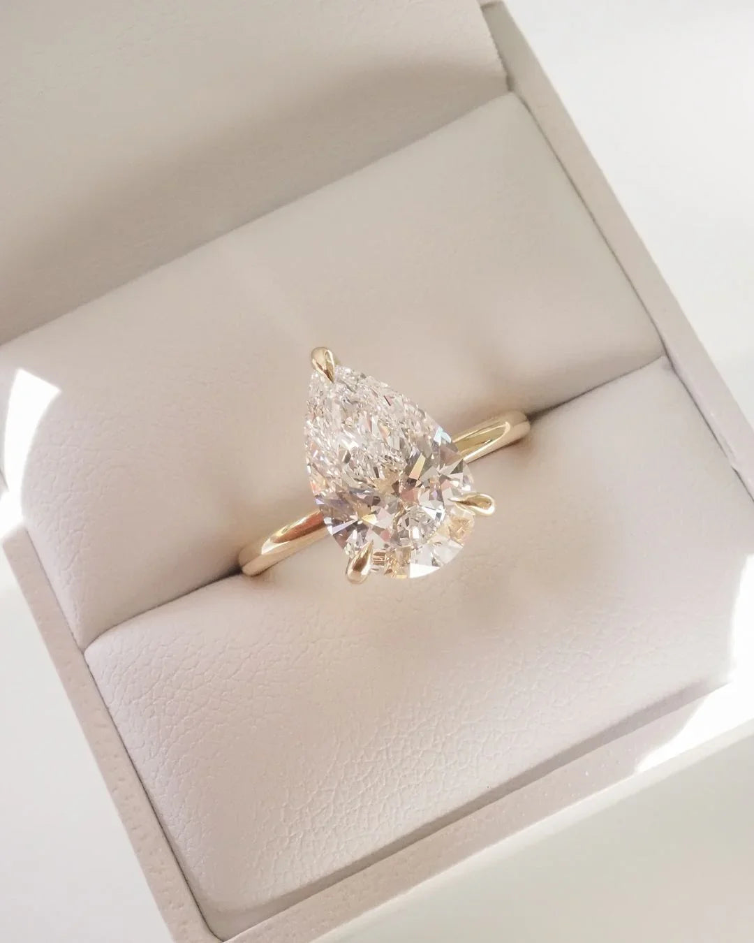 4.50 CT pear lab grown diamond engagement ring IGI certified classic solitaire design bridal wedding ring luxury gift for her women timeless jewelry
