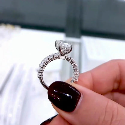 4.80 TCW Oval Lab Grown Diamond Engagement Ring | Hidden Halo & Pavé Band | IGI Certified 