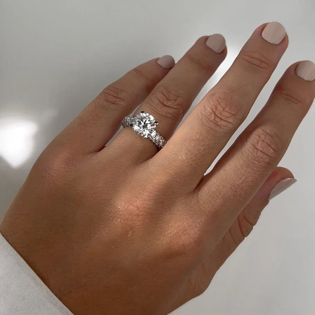 4.80 TCW Round Lab Grown Diamond Engagement Ring | 2.80 CT Center | Hidden Halo & Pavé Band | IGI Certified 