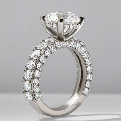 4.80 TCW Round Lab Grown Diamond Engagement Ring | 2.80 CT Center | Hidden Halo & Pavé Band | IGI Certified 