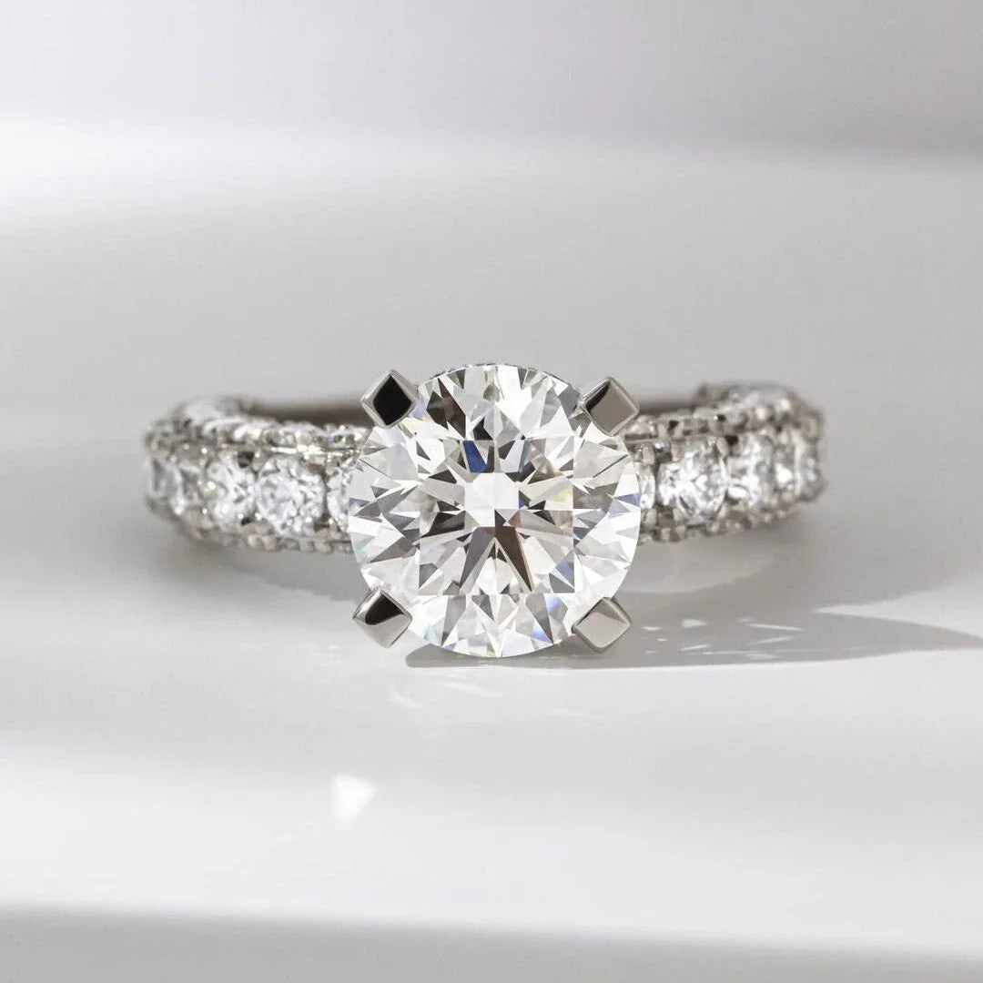4.80 TCW Round Lab Grown Diamond Engagement Ring | 2.80 CT Center | Hidden Halo & Pavé Band | IGI Certified 
