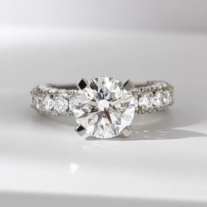 4.80 TCW Round Lab Grown Diamond Engagement Ring | 2.80 CT Center | Hidden Halo & Pavé Band | IGI Certified 