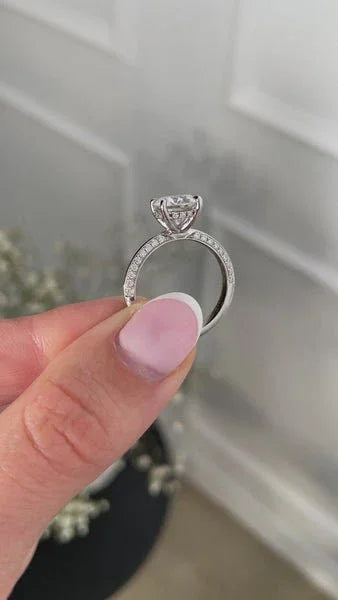 4.50 TCW IGI certified round lab created diamond engagement ring, hidden halo pavé band, luxury bridal ring, anniversary gift