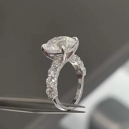 4.80 TCW Round Lab Grown Diamond Engagement Ring | Hidden Halo Pavé Ring | IGI Certified 
