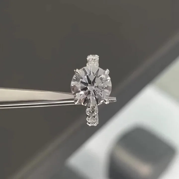 4.00 CT round lab grown diamond engagement ring, hidden halo pavé ring, IGI certified bridal ring, solitaire wedding ring, luxury jewelry