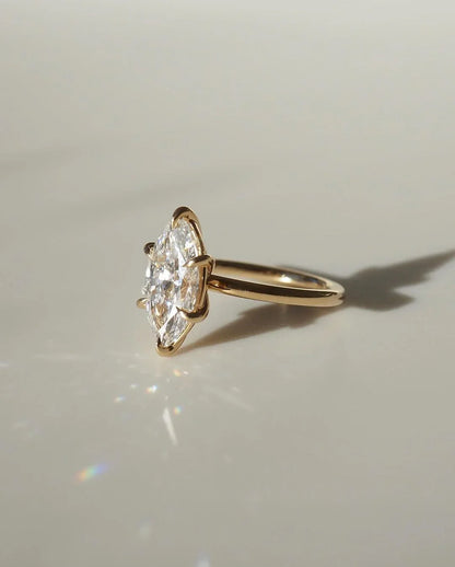 Marquise cut 4ct lab created diamond solitaire ring, elegant engagement ring, wedding band, anniversary jewelry for women