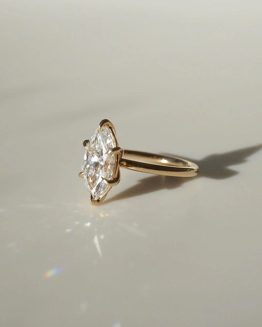 Marquise cut 4ct lab created diamond solitaire ring, elegant engagement ring, wedding band, anniversary jewelry for women