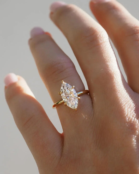 4ct marquise cut lab grown diamond solitaire ring, engagement ring for women, bridal wedding jewelry, anniversary promise ring gift