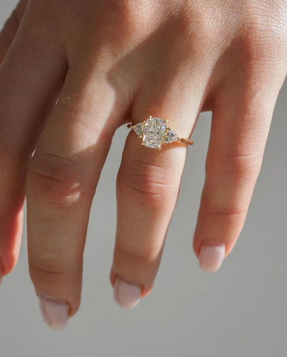 4ct Radiant Kite Side Lab Grown Diamond Ring Luxurious diamond Ring, Wedding Ring, Anniversary and Promise Ring For Her 
