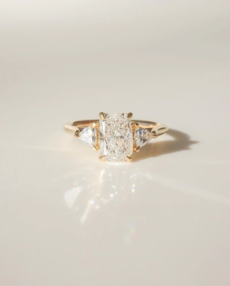 4ct Radiant Kite Side Lab Grown Diamond Ring Luxurious diamond Ring, Wedding Ring, Anniversary and Promise Ring For Her