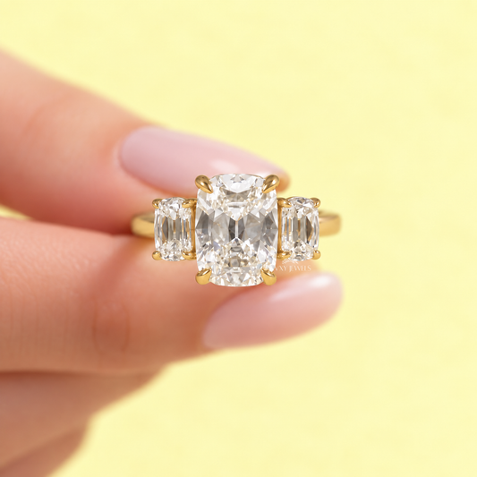 3.00ct Old Mine Cushion Cut Lab Grown Diamond Engagement Ring, Vintage Romance and Classic Bridal Elegance with IGI Certification