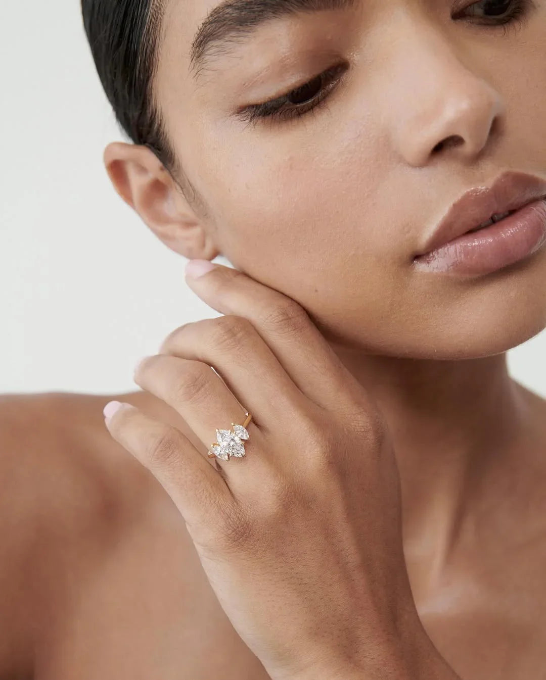4TCW marquise lab grown diamond engagement ring, minimalist bridal ring, elegant wedding promise jewelry for women