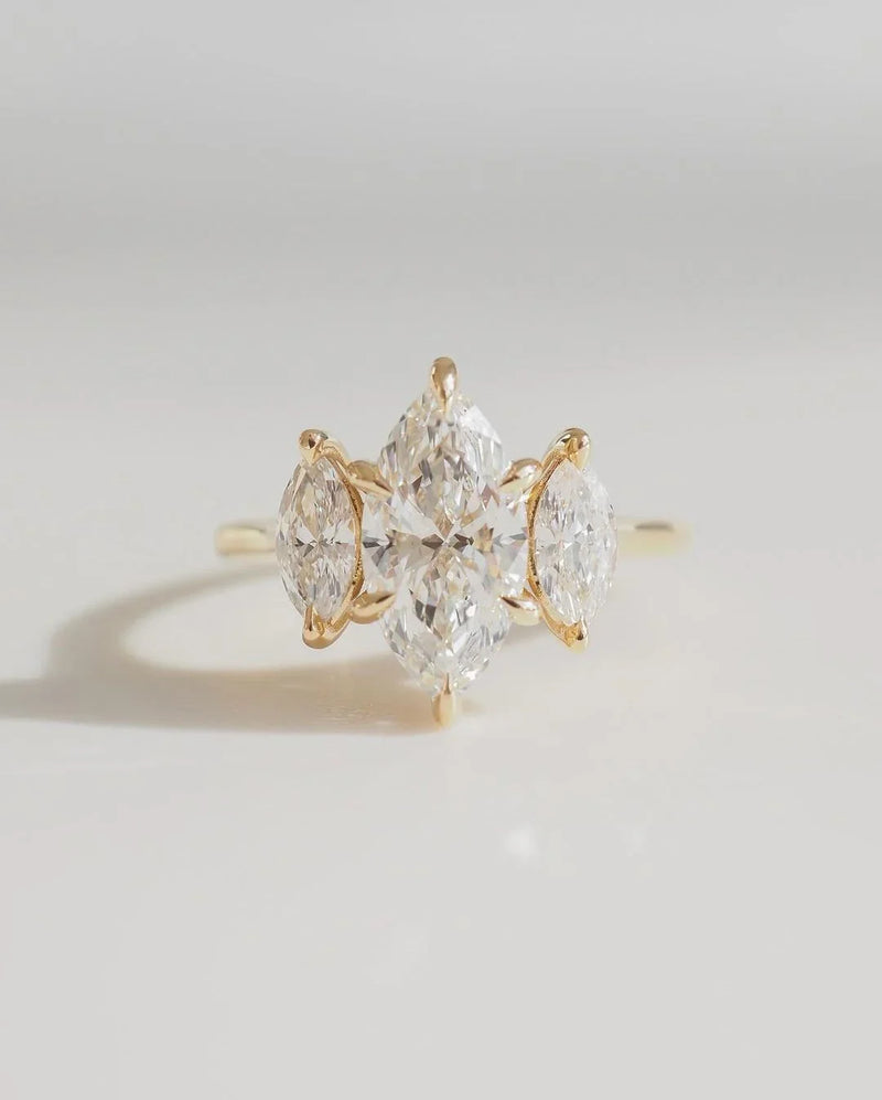 4CT Marquise Three Lab Grown Diamond Ring Classic Minimalist Engagement Ring and wedding gift or promise Gift her/women