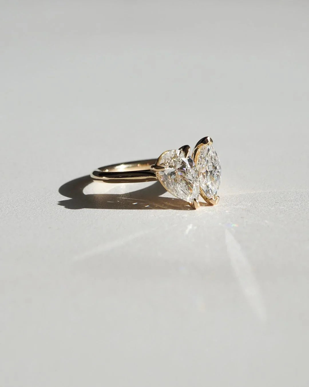 4TCW Toi Et Moi lab grown diamond ring, pear and marquise diamond engagement ring, anniversary jewelry for women