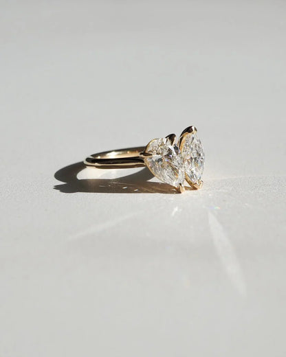 4TCW Toi Et Moi lab grown diamond ring, pear and marquise diamond engagement ring, anniversary jewelry for women