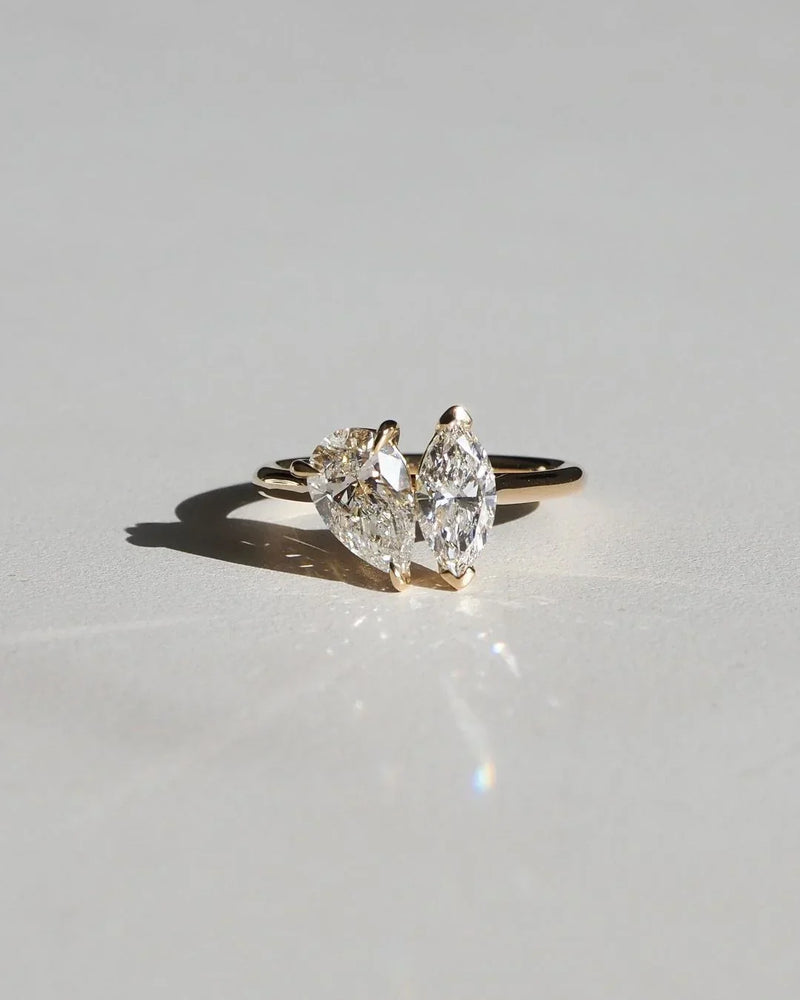 4tcw Pear & Marquise Toi Et Moi Lab Grown Diamond Ring Classic Engagement ring, Anniversary Gift and promise ring for Her