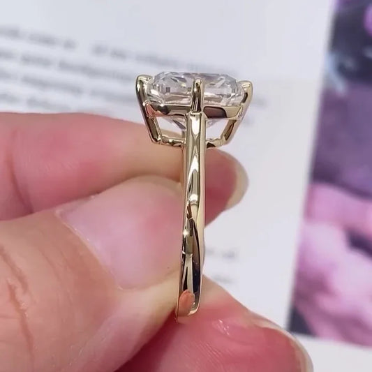 Cushion cut 5CT lab created diamond solitaire ring, IGI certified engagement ring, luxury bridal wedding jewelry for her