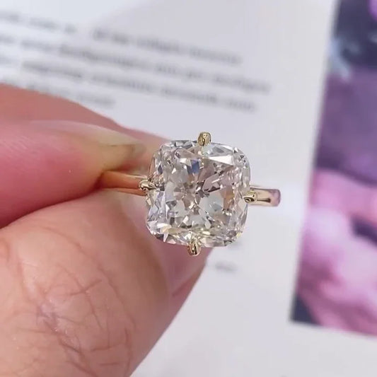 5.00 CT cushion lab grown diamond engagement ring, classic solitaire design, IGI certified bridal wedding jewelry for women