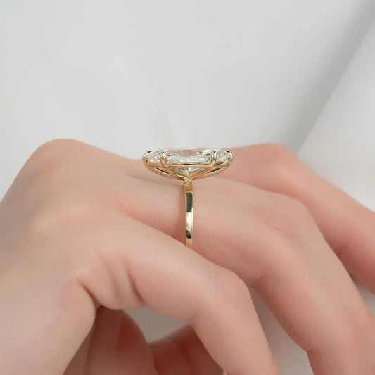 Marquise cut 5CT lab created diamond solitaire ring, IGI certified engagement ring, luxury bridal jewelry for her