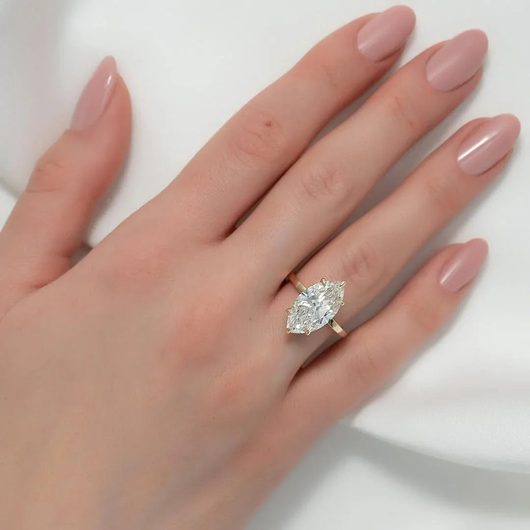 5.00 CT IGI certified marquise lab grown diamond ring, elegant solitaire engagement ring, anniversary gift for women