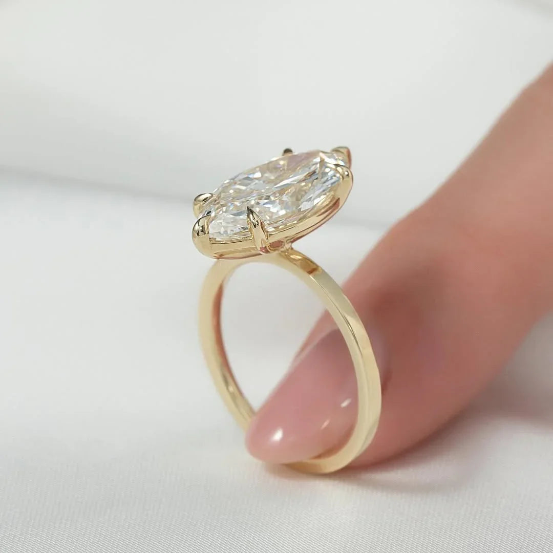 Classic marquise solitaire lab grown diamond ring 5CT, IGI certified bridal engagement jewelry, wedding ring for her
