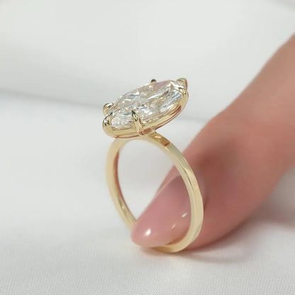 Classic marquise solitaire lab grown diamond ring 5CT, IGI certified bridal engagement jewelry, wedding ring for her