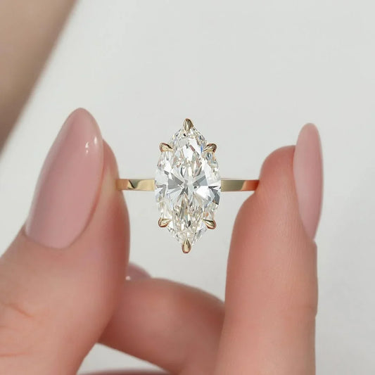 5.00 CT marquise cut lab grown diamond engagement ring, solitaire setting, IGI certified bridal wedding jewelry for women