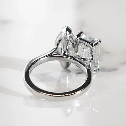 5.00 TCW Marquise & Emerald Lab Grown Diamond Engagement Ring | Toi Et Moi Design | Antique Cut | IGI Certified 