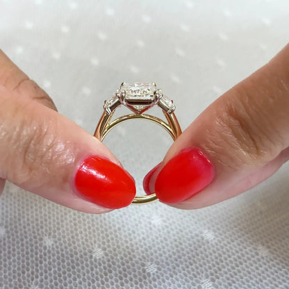 4.00 CT Radiant Lab Grown Diamond Engagement Ring | Three Stone Design | IGI Certified 