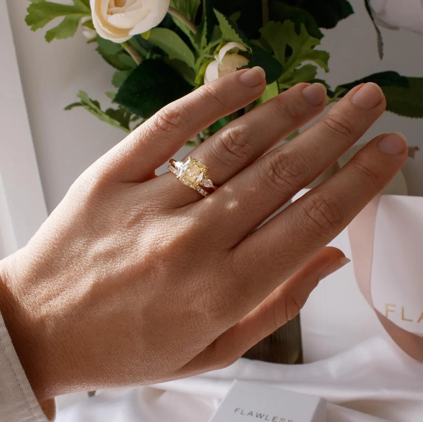 Fancy cushion cut lab grown diamond ring 5ct, kite side stone bridal engagement jewelry, anniversary gift for her