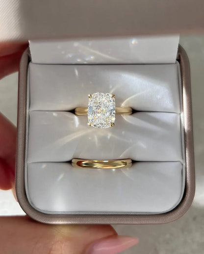 Cushion cut 5ct lab created diamond solitaire ring, elegant engagement wedding ring, anniversary gift for her