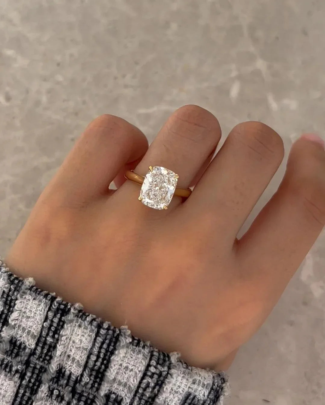 5.0ct cushion cut lab grown diamond solitaire ring, luxury bridal engagement jewelry, wedding gift for women