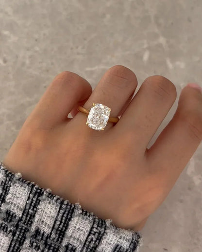 5.0ct cushion cut lab grown diamond solitaire ring, luxury bridal engagement jewelry, wedding gift for women