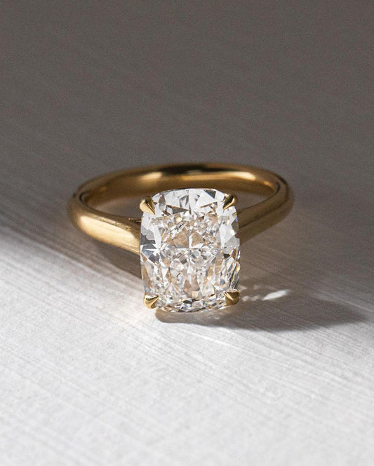 5.0ct cushion cut solitaire lab grown diamond ring, luxurious engagement ring, bridal wedding jewelry for women